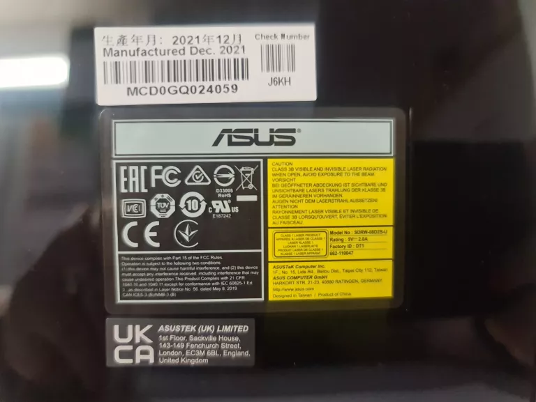 NAGRYWARKA ASUS SDRW-08D2S-U LITE