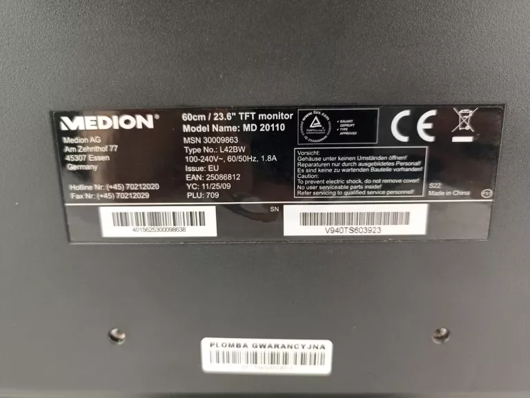 MONITOR 23,7'' MEDION MD 20110