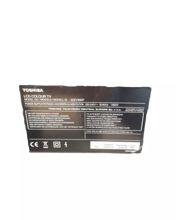 TELEWIZOR TOSHIBA REGZA 32XV550P + PILOT