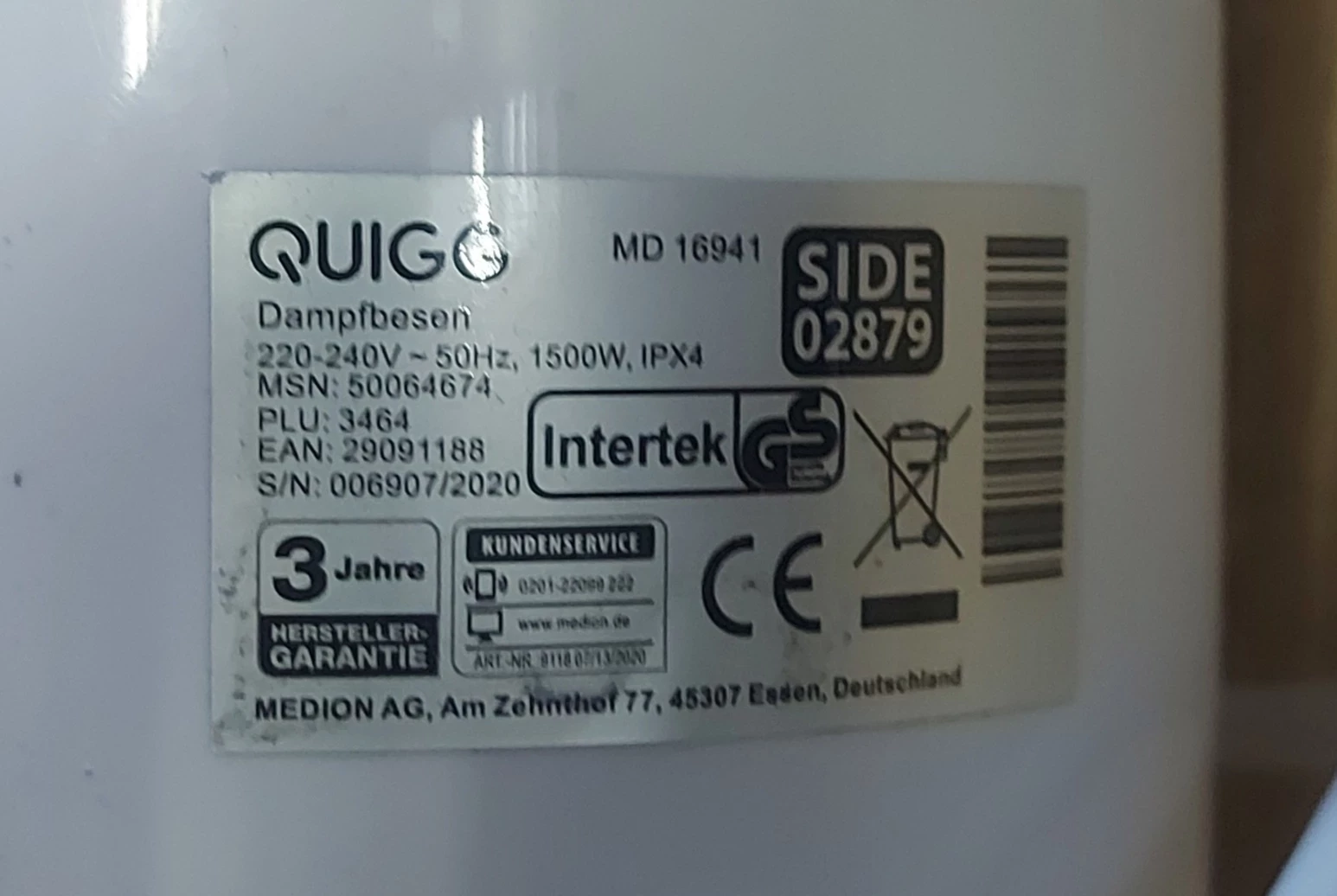 mop-parowy-quigg-md-16941-stan-uzywany