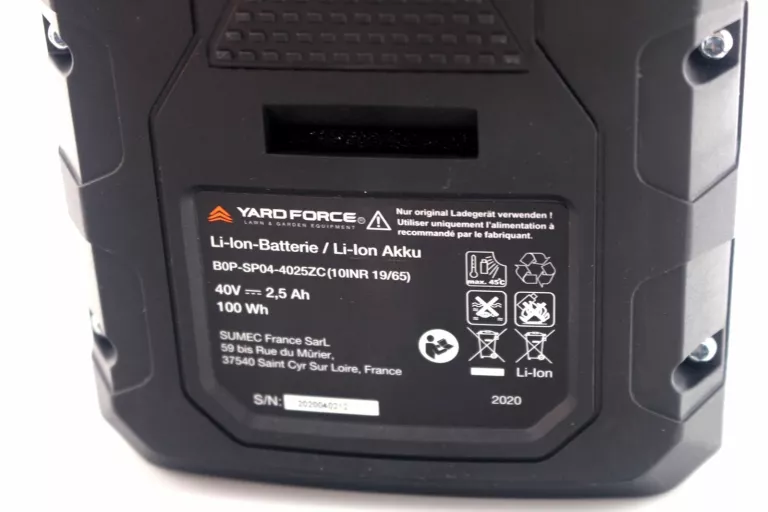 AKUMULATOR YARD FORCE 40V 2,5AH GR40V ŁADOWARKA