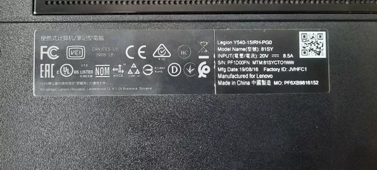 LAPTOP LENOVO LEGION Y540-15IRH-PG0 - OPIS !