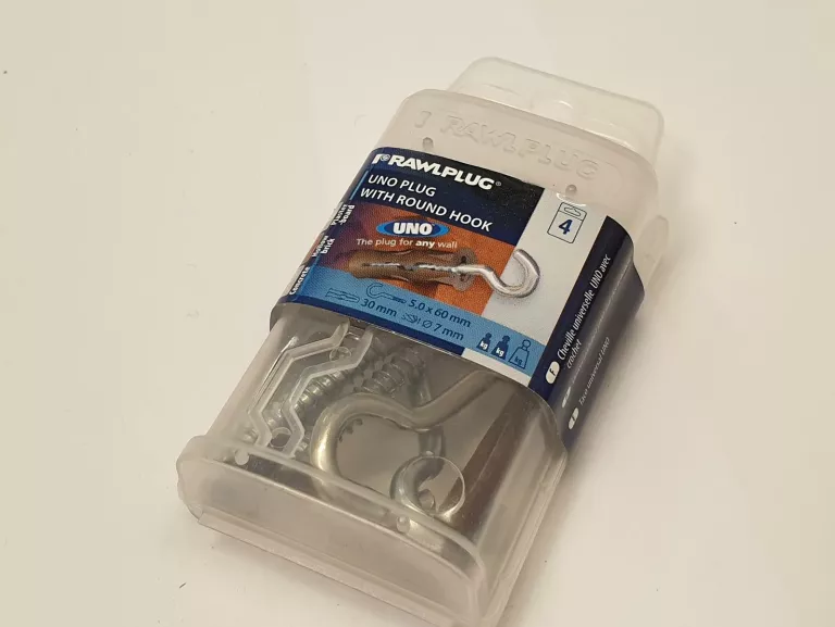 KOŁEK MONTAŻOWY RAWLPLUG 30MM Z HAKIEM 5X60MM 4SZ