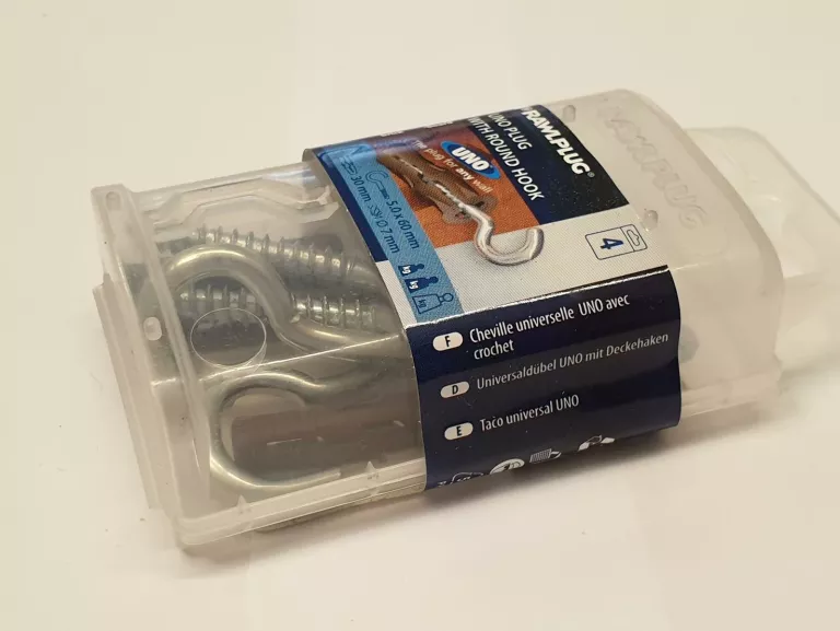 KOŁEK MONTAŻOWY RAWLPLUG 30MM Z HAKIEM 5X60MM 4SZ