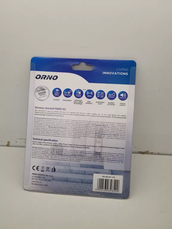 BEZPRZEWODOWY DZWONEK ORNO FADO AC