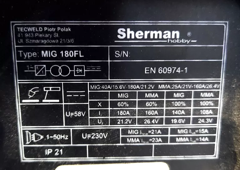 SPAWARKA BEZGAZOWA SHERMAN MIG180FL + MASKA