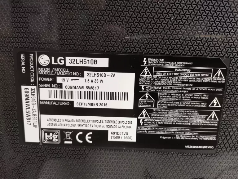 TV 32" TELEWIZOR LG 32LH510B LED