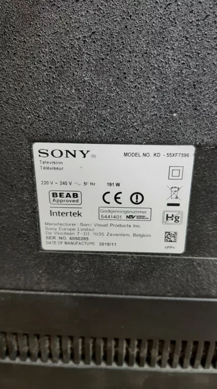 TV SONY KD55XF7596