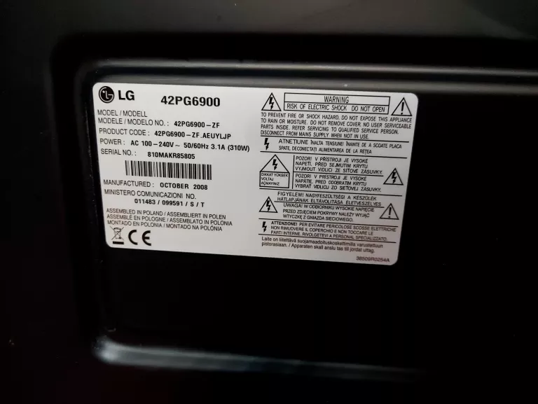 TELEWIZOR PLAZMOWY LG 42PG6900 42" +PILOT