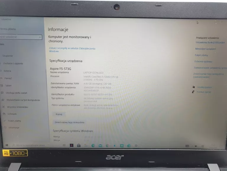 ACER ASPIRE F5-573G-524K/ I5-7200U/ 4GB/ 1TB+128G
