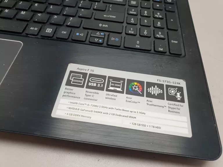 ACER ASPIRE F5-573G-524K/ I5-7200U/ 4GB/ 1TB+128G