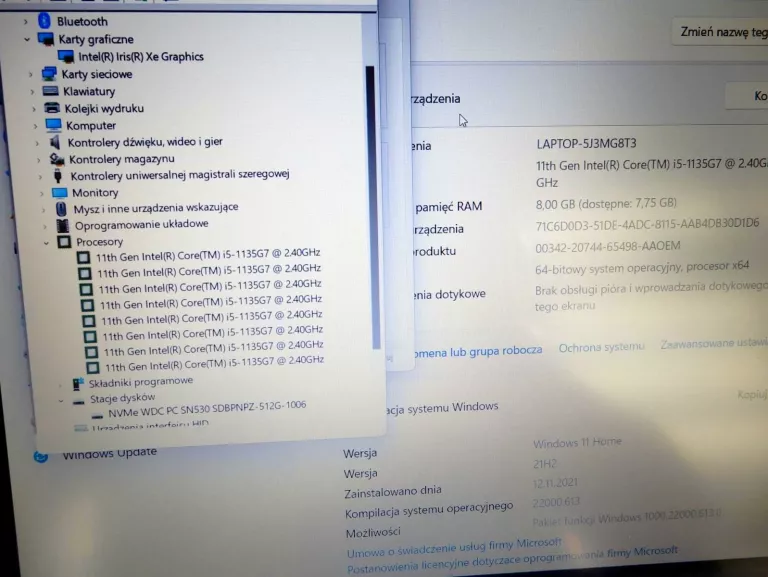 LAPTOP HP 15-DW3113NW I5-1135G7/8GB/512GB SSD