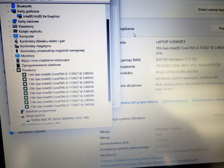 LAPTOP HP 15-DW3113NW I5-1135G7/8GB/512GB SSD
