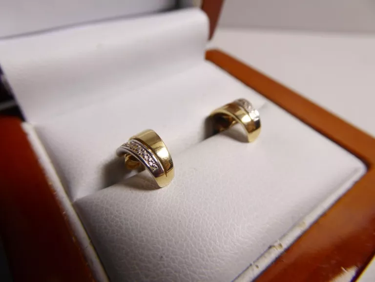 ELEGANCKIE ZŁOTE KOLCZYKI Z BRYLANTAMI 1,28G 585