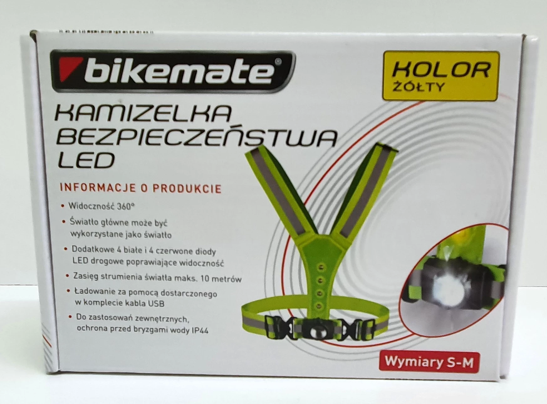 KAMIZELKA BEZPIECZEŃSTWA LED BIKEMATE ŻÓŁTA S-M | Kamizelki | Loombard.pl