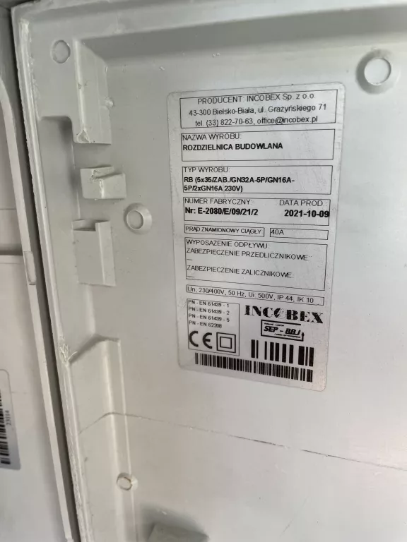 ROZDZIELNICA BUDOWLANA ERB 40A INCOBEX