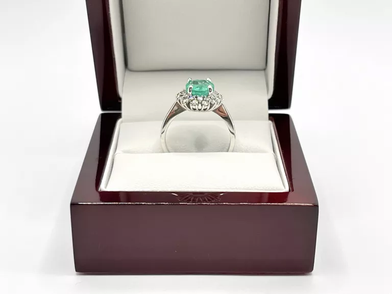 ZŁOTY PIERŚCIONEK - 585 14K R.16 SZMARAGD DIAMENT