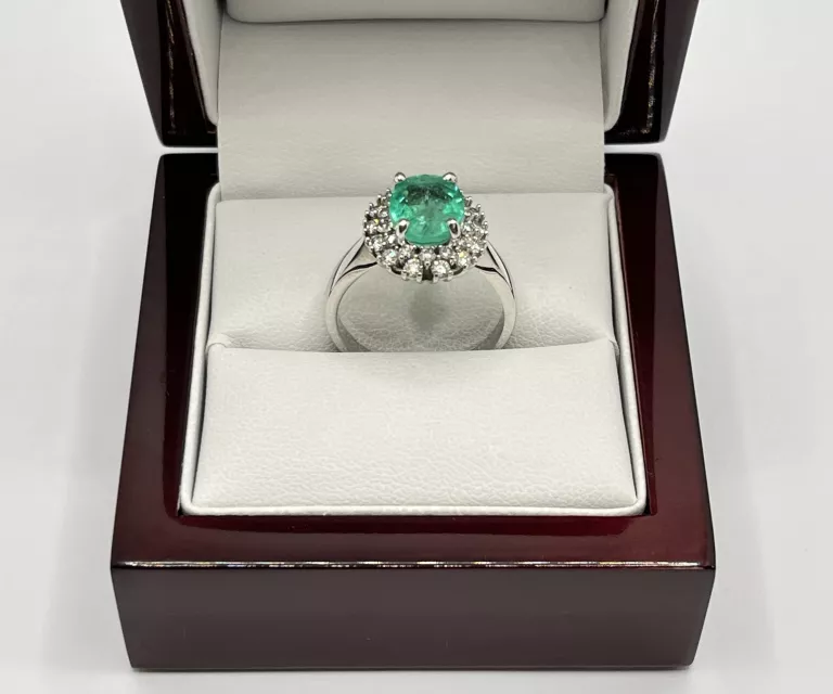 ZŁOTY PIERŚCIONEK - 585 14K R.16 SZMARAGD DIAMENT