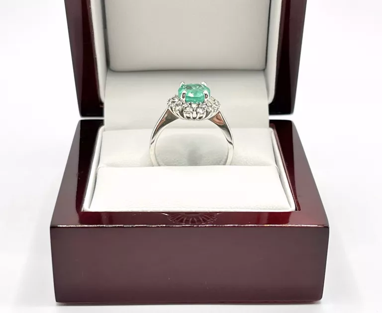 ZŁOTY PIERŚCIONEK - 585 14K R.16 SZMARAGD DIAMENT
