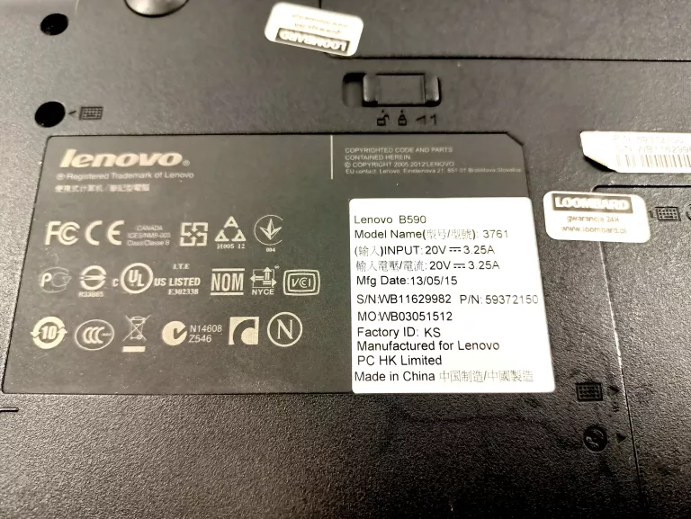 LAPTOP LENOVO B590 4GB RAM/ 192GB SSD INTEL I3