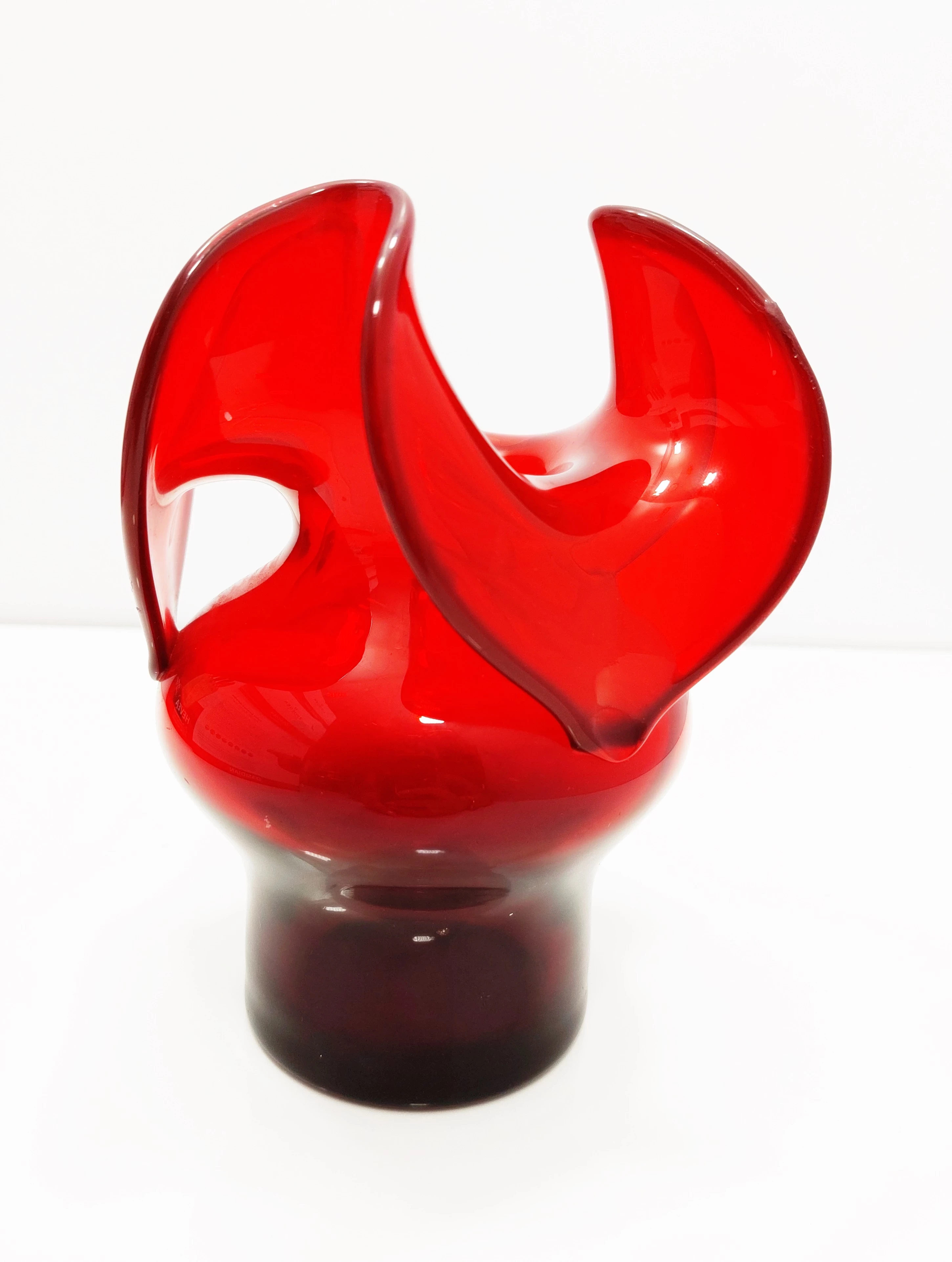 wazon-osiolek-czeslaw-zuber-lata-80-czerwone-szkl-stefana-grota-roweckiego-7h-krakow