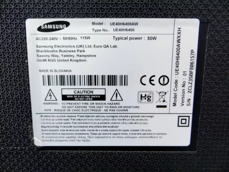 TV LED SAMSUNG 40H6400AW USZKODZONE PODŚWIETLANIE
