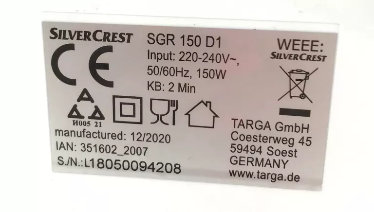 ELEKTRYCZNA TARKA DO WARZYW SILVERCREST