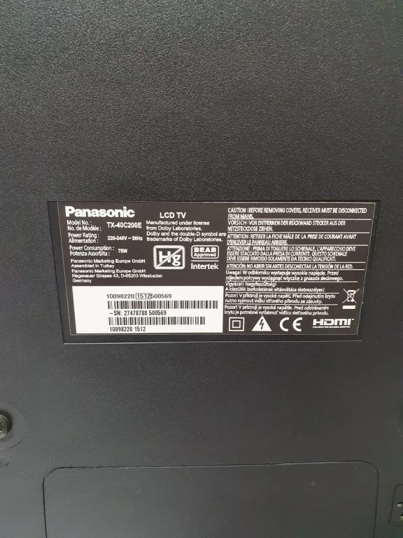 TV PANASONIC TX-40C200E