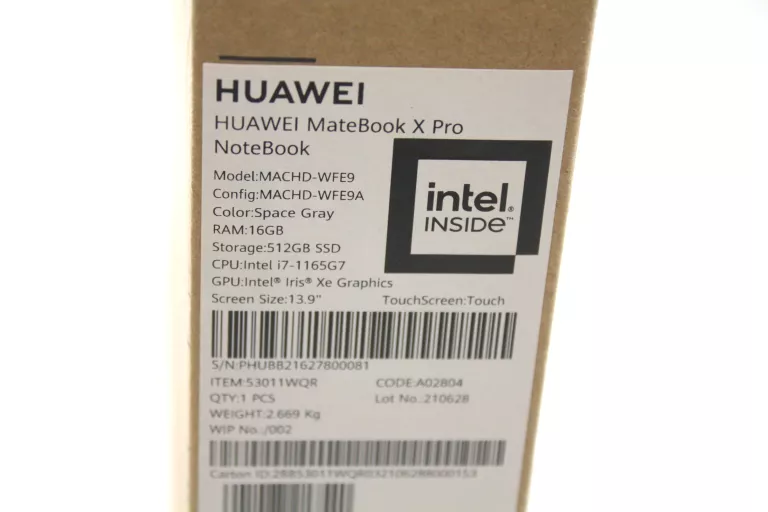 LAPTOP HUAWEI MATEBOOK X PRO 2021 I7/16GB/512GB+F