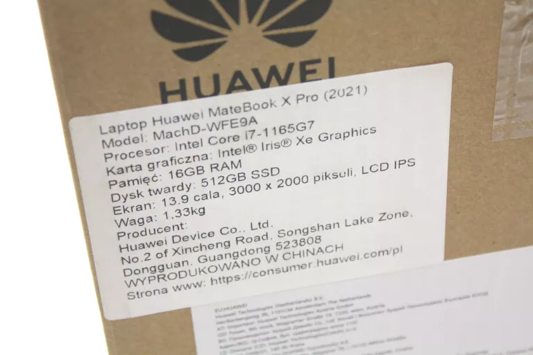 LAPTOP HUAWEI MATEBOOK X PRO 2021 I7/16GB/512GB+F