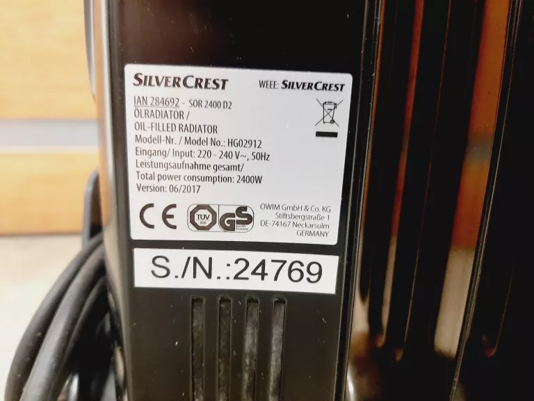 GRZEJNIK OLEJOWY SILVERCREST HG02912 2400 W