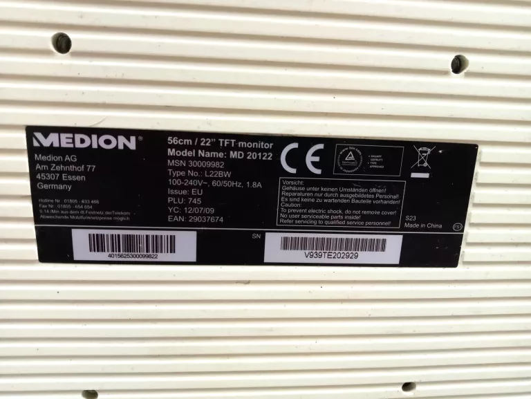 MONITOR MEDION MD 20122 22"