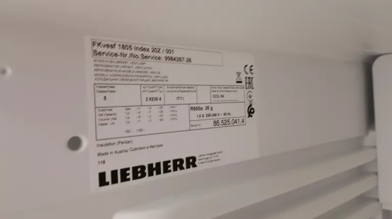 LODÓWKA LIEBHERR FKVESF 1805-20 *ODB. OSOBISTY*