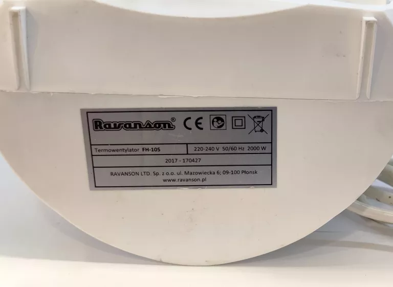 TERMOWENTYLATOR RAVANSON FH-105 OPIS