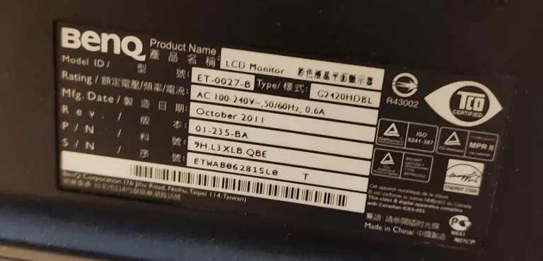 MONITOR BENQ ET-0027-B