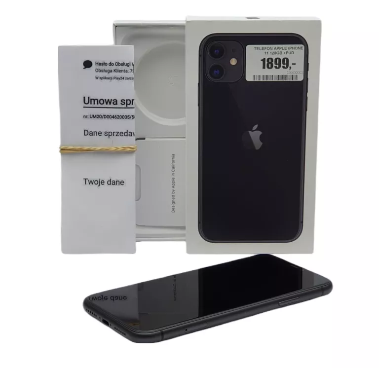 SMARTFON APPLE IPHONE 11 128GB BLACK BAT 100% +PU