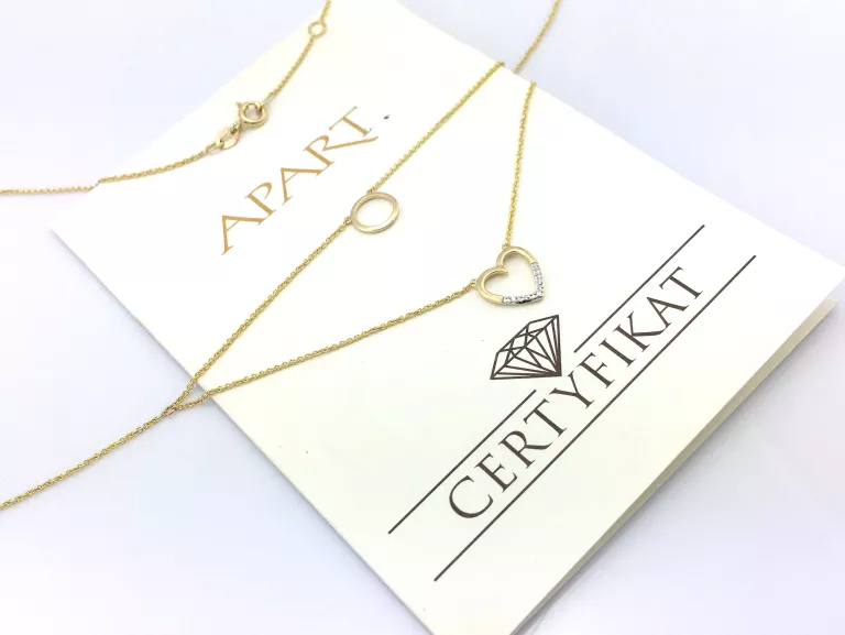 NASZYJNIK SERCE KÓŁKO DIAMENTY APART 585 2.24G 43