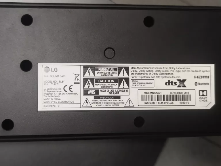 SOUNDBAR LG SL8Y DOLBY ATMOS
