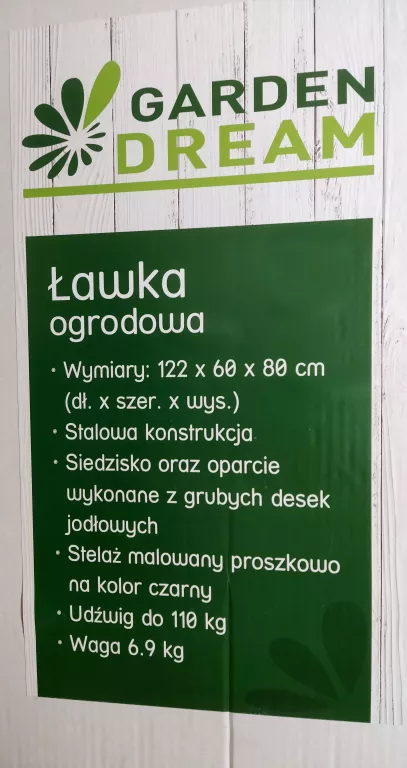 ŁAWKA OGRODOWA 122X60X80 GARDEN DREAM PUDEŁKO