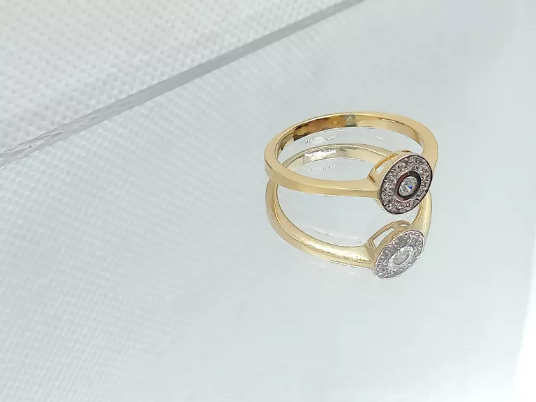 ZŁOTY  PIERŚCIONEK Z CYRKONIAMI KOŁO 585