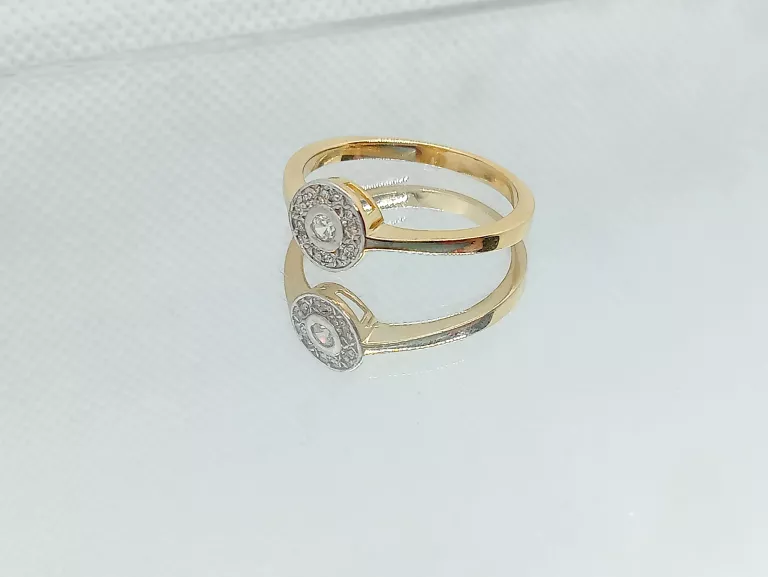 ZŁOTY  PIERŚCIONEK Z CYRKONIAMI KOŁO 585