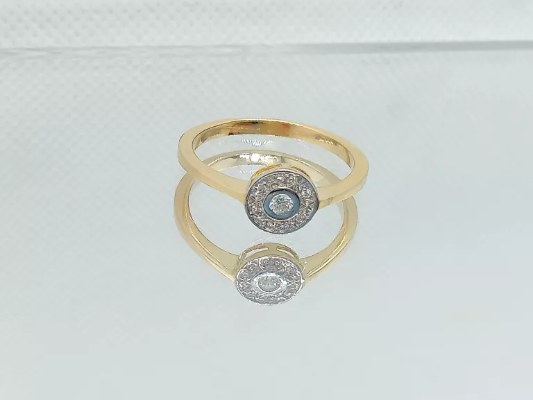 ZŁOTY  PIERŚCIONEK Z CYRKONIAMI KOŁO 585