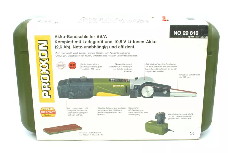 PROXXON 29810 SZLIFIERKA TAŚMOWA 10,8V BS/A ZESTA