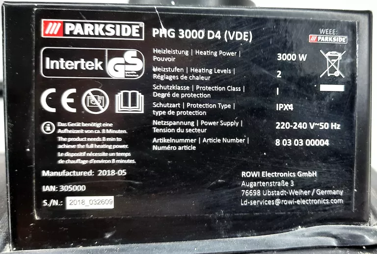 NAGRZEWNICA PARKSIDE 3KW