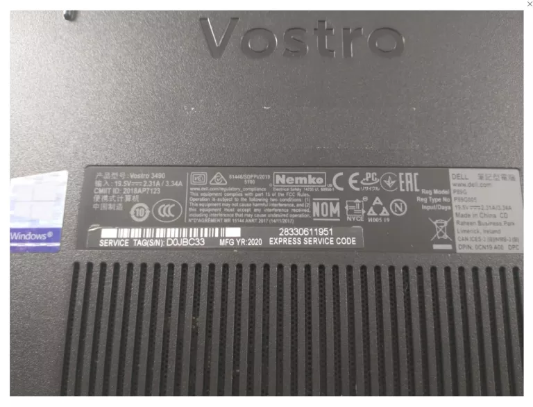 LAPTOP DELL VOSTRO 3490 8GB/256GB/I5 14''