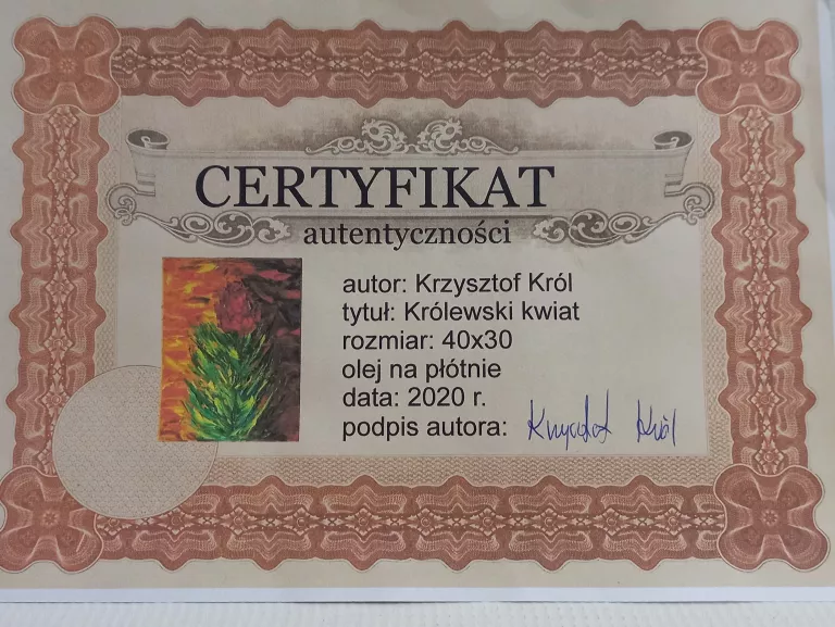 OBRAZ PŁÓTNO KRÓL KRZYSZTOF PT. KRÓLEWSKI KWIAT