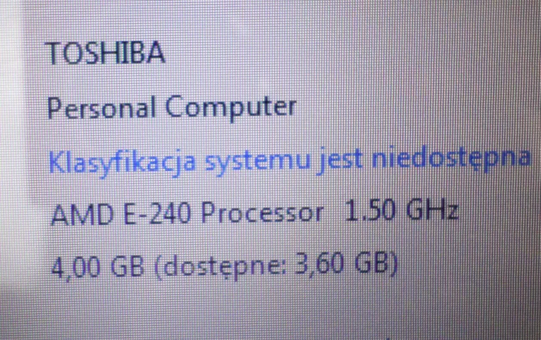 LAPTOP TOSHIBA SATELLITE C660D-13Q BRAK ZASILACZ