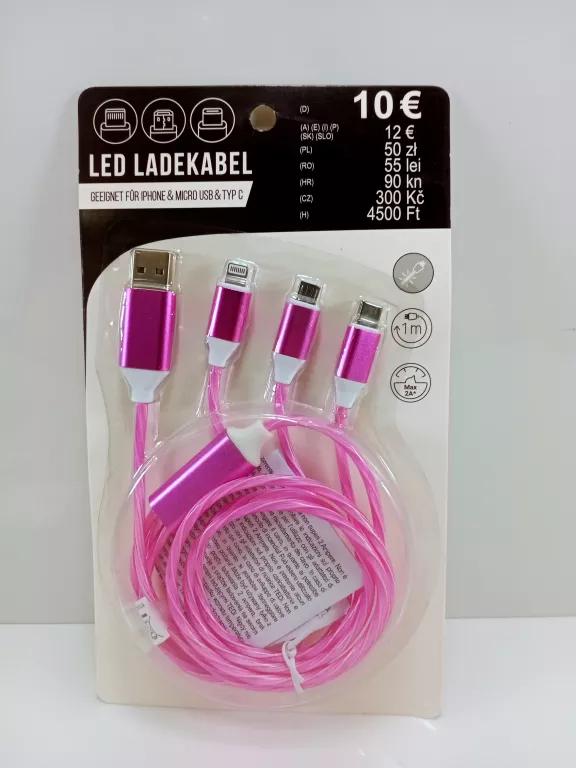 LED LADEKABEL IPHONE & MICRO USB & TYP C