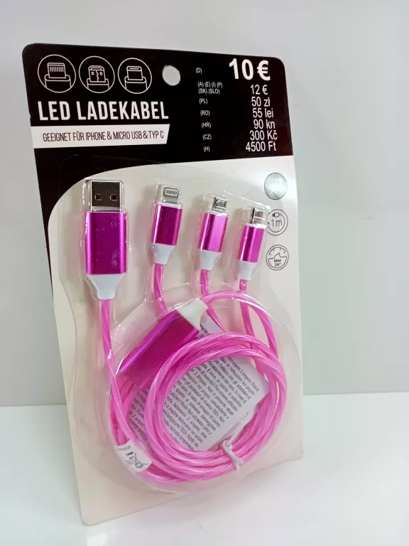 LED LADEKABEL IPHONE & MICRO USB & TYP C