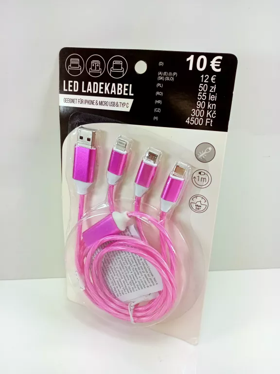 LED LADEKABEL IPHONE & MICRO USB & TYP C